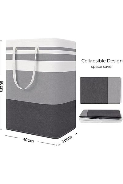 COOYA 2-Pack 75L Collapsible Laundry Baskets, Waterproof with Extended Handles (Gradient Grey)