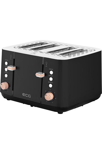 ECG Prajitor de paine ST 4768 Timber Black, 1850 W, 4 felii, 7 grade de rumenire