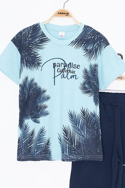 Cansın Mini Turquoise Paradise Written Boy's Shorts Set of 2 20650