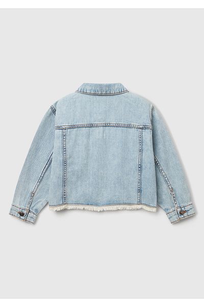 United Colors of Benetton Girl's Light Denim Cuffed Denim Jacket