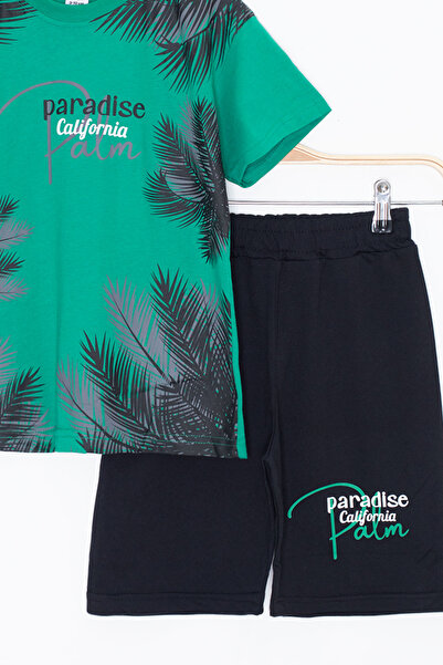 Cansın Mini Green Paradise Written Boy's Shorts Set of 2 20642