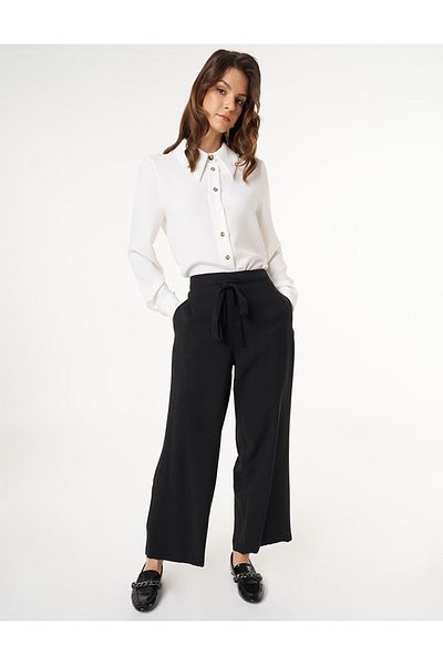 Kayra Black Rayon Trousers - Relaxed Fit