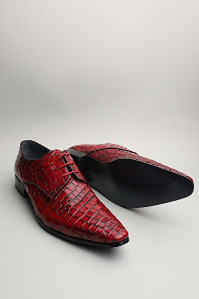 Gondol Erkek Hakiki Deri Sivri Burun Özel Deri Tasarımlı Kundura Tz.613