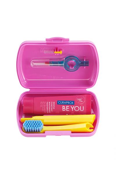 Curaprox CURAPROX TRAVEL SET PINK(TOOTHBRUSH,TOOTHPASTE 10ML,INTERDENTAL BRUSH,