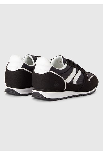 United Colors of Benetton Tenis pentru băiat din piele intoarsa neagra si aspect piele