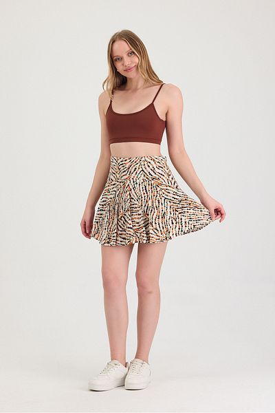 LE CARAMBOLE Women's Ecru Mink Viscose Fabric Summer Shorts Skirt 1905
