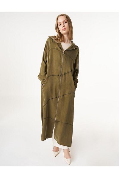 Kayra Stitched Detailed Lyocell Wear Khaki