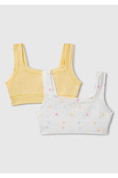 United Colors of Benetton Set de sutien din 2 piese pentru fete, alb, cu bretele groase