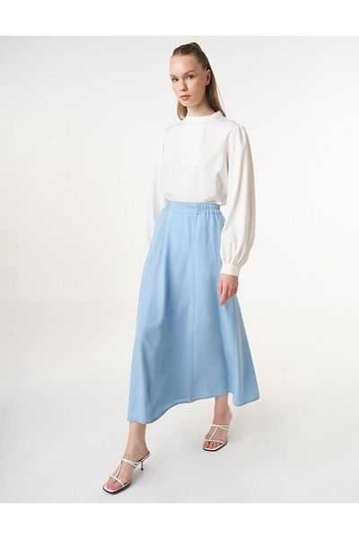 Kayra Fusta Lyocell cu talie elastică - Ice Blue