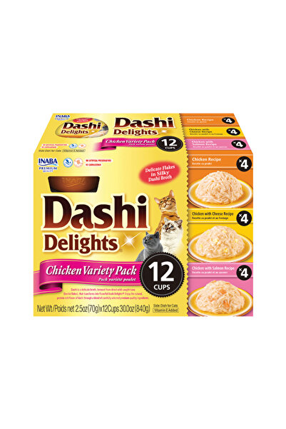 Inaba مكافآت القطط داشي ديلايتس بنكهة الدجاج المتنوعة - 70 غرام × 12 قطعة