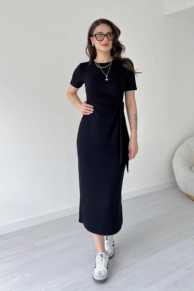 Sorridi Modal Fabric Dress with Side Tie and Side Slits