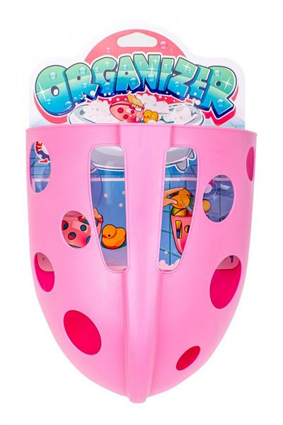 TechNokta Bath toy storage basket, TechnoK, (7754) with suction cups, pink