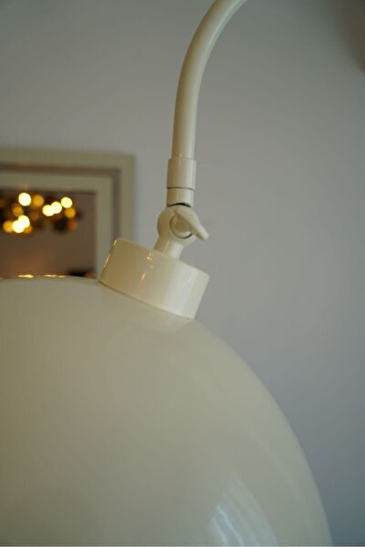 retro home design Krem Renkli İçi Beyaz Oynar Başlıklı Dekoratif Mantar Lambader Salon Yatak Odası