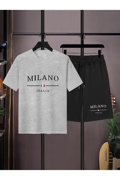 pandy Milano Italia Printed T-Shirt - Shorts Sports Tracksuit Set