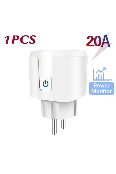 Szaoju 20A Power Monitor WiFi Smart Plug Socket EU 16/20A with Power Monitoring Timing Voice Control Works