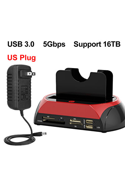 Choice US Plug USB 3.0 10 IN 1 IDE SATA USB3.0 Dual Bay External Hard Disk Drive 2.5 inch 3.5 inch HDD Dock
