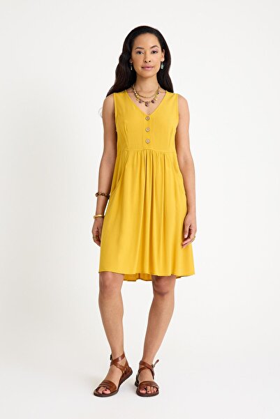 Los banditos V Neck Button Detailed Sleeveless Authentic Dress