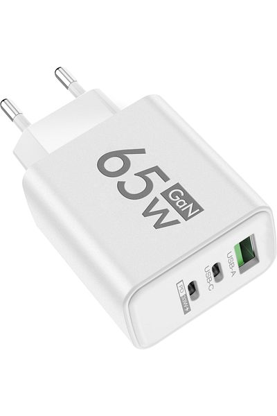 Choice EU White 65W GaN USB Chargers With Type C Data Cables Fast Charging Charger Quick Charge Phone Adapt