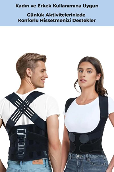 Pikas Μαύρος κορσές στήριξης σταθερής στάσης σώματος με ενδύματα στήριξης για γυναίκες και άνδρες, κορσές για την πλάτη και τη μέση, κορσές κατά της καμπούρας (EX-03)