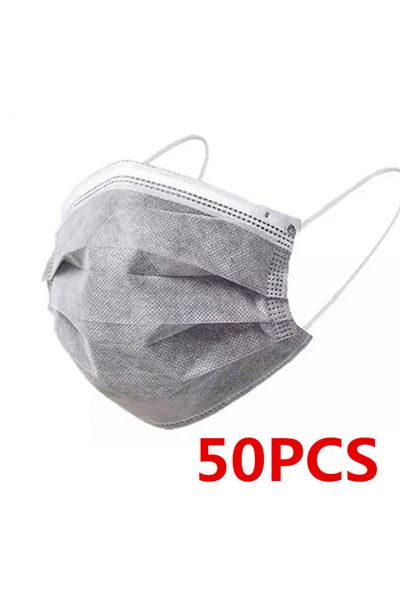 Choice 50PCS-Gray 10/50/100/200PCS Disposable Mask Earloop Pink Bule Black White Mouth Masks 3 Layers Meltb