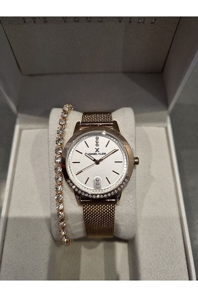 Daniel Klein New Model Rose Stone Straw Bracelet Women's Wristwatch Gift Bracelet