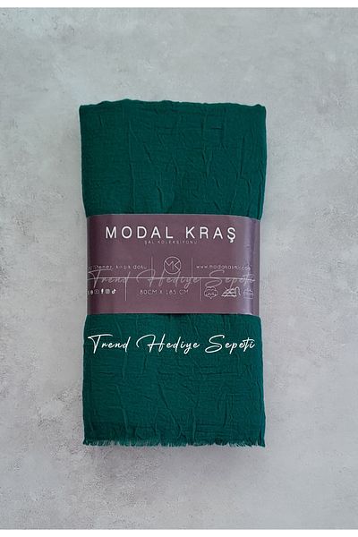Trend Hediye Sepeti Emerald Color Bamboo Kraash Shawl