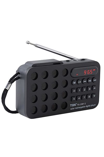 Choice Black Solar Charging Portable FM Receiver Radio With Bluetooth Wireless Speaker Support USB TF Card