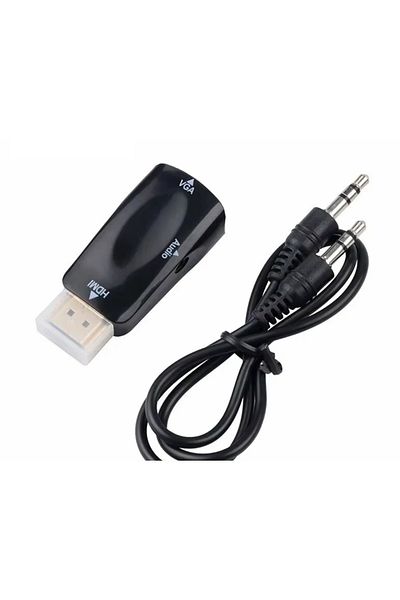 Choice Black Hdmi-compatible To Vga Cable Converter Male To Famale Converter Adapter 3.5 Mm Jack Audio Hd 1