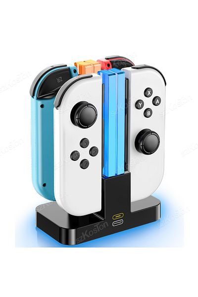 Choice قاعدة شحن وحدة التحكم الوحيدة المتوافقة مع جهاز Nintendo Switch Joy Con مع مصباح LED