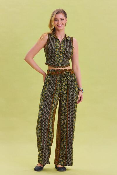 Los banditos Elastic Waist Belt Detailed Summer Trousers