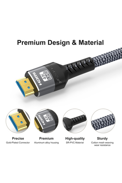 Choice كابل HDMI 2.0 بدقة 4K بطول 1 متر، كابل HDMI 2.1 بدقة 8K عند 60 هرتز، و4K عند 120 هرتز، وسلك HDMI فائق السرعة 48 جيجابت في الثانية للتلفزيون Blu-r