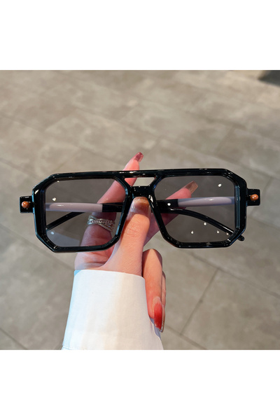 Choice1 987-c4 black-grey other KAMMPT Vintage Square Sunglasses for Men Fashion 2024 Retro Double Bridge Ma