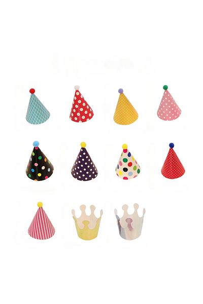 Choice MULTI 11PCS Birthday party trumpet birthday hat cute color Son, daughter, child birthday hat, party