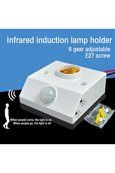 Szaoju white E27 Lampholder Nut Socket With PIR Motion Sensing Switch Lamp Holder Nut Socket Bulb Socket AC
