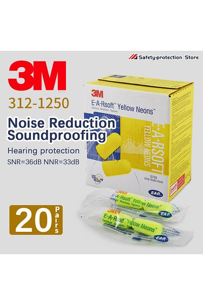 Choice 20 pairs 3M Genuine 312-1250 Foam soft earplugs Noise-canceling earplugs Noise protection ear muffs
