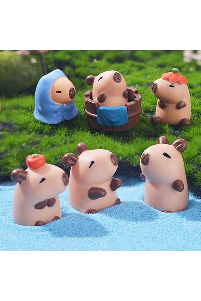 Choice Green 7pcs/set Capybara Figurine Animals Simulation Mini Capibara Action Figures Doll Children Birth