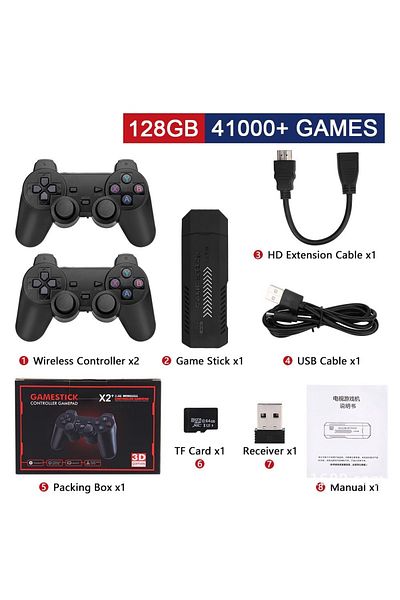 yydzkj 128GB X2 Plus GD10 Pro Game Stick 4K HD 2.4G Retro Video Game Console Wireless Controller TV 50 Emu
