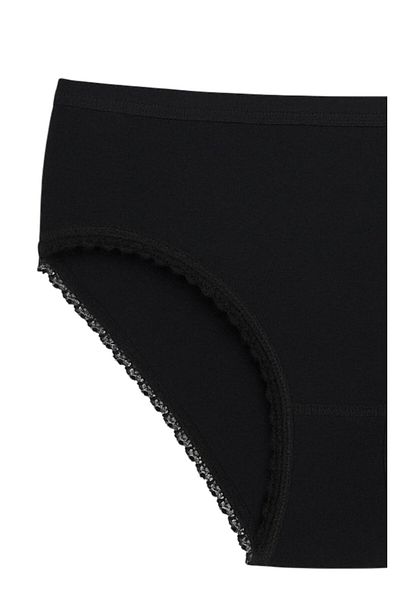 ExLove 4 Pcs Exlove Women High Waist Cotton Lace Bato Panties - Black