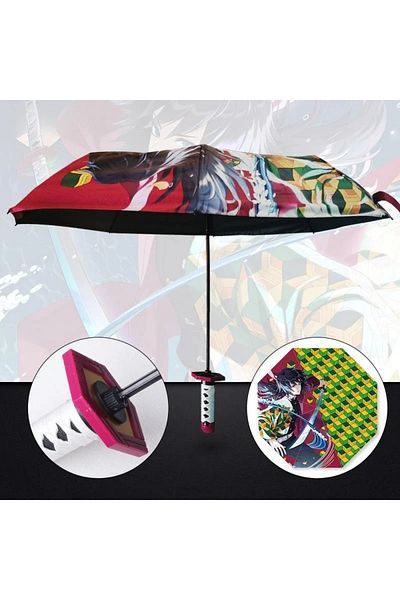 Choice Giyuu 8K IRON Demon Slayer Katana Umbrella Tanjirou Folding UV Blocking Parasol Real Japanese Katana