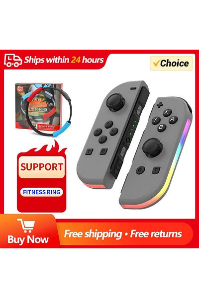 Choice Joy3-رمادي وحدة تحكم جوي باد RGB LED Switch يسار/يمين لجهاز نينتندو سويتش/لايت/OLED Joycon Gamepads Joy
