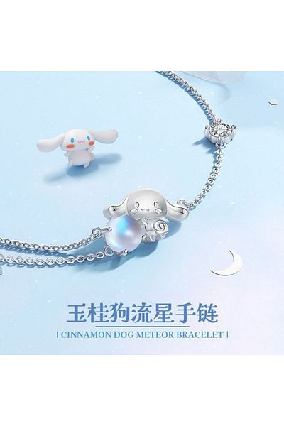 Choice 12" A Anime Sanrio Kawaii Cinnamoroll Ins Fashion Silver Bracelet Female Sweet Cute Luxury Hand Deco