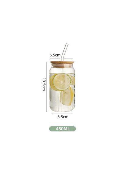 Choice 401-500ml 550ml Glass Straw Cup With Dustproof Wooden Lid Heat-resisting Transparent Glass Bottle Br