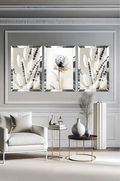 YOKTAYOK Set de 3 picturi din bumbac cu rama din plexiglas