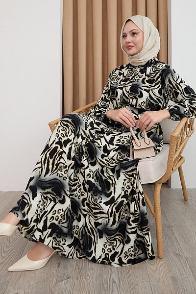 InStyle Φόρεμα με μοτίβο Zebra μαύρο βισκόζη