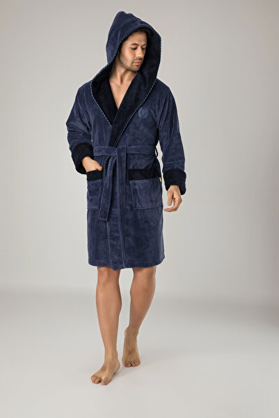 Nuşa Men Embroidery Bias Bamboo Cotton Men's Bathrobe