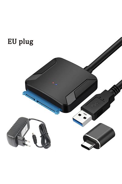 congdi OTG With EU Plug SATA to USB 3.0 Adapter Cable for 3.5/2.5 Inch SSD HDD SATA III Hard Drive Disk Con