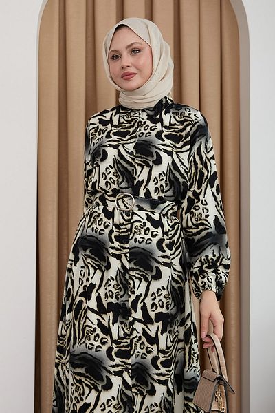 InStyle Φόρεμα με μοτίβο Zebra μαύρο βισκόζη