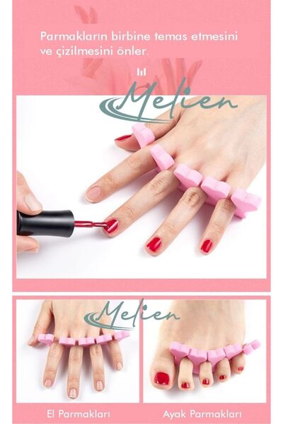 Melien 6 Adet Yumuşak Sünger Tırnak Oje Boyama Süsleme Parmak Ayırıcı Aparatı Sanat Pedikür Manikür Seti