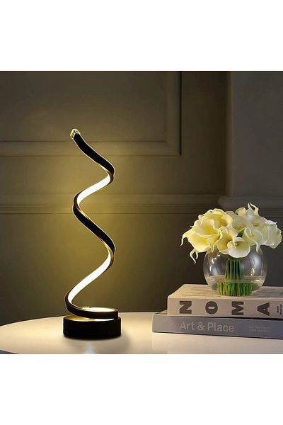 Choice black Table Lamps for Living Room,Modern Spiral Dimmable LED Table Lamp, Small Bedside Lamps, Nights