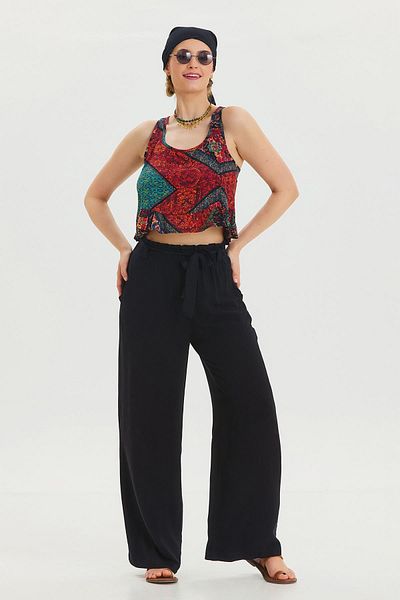 Los banditos Elastic Waist Belt Detailed Summer Trousers
